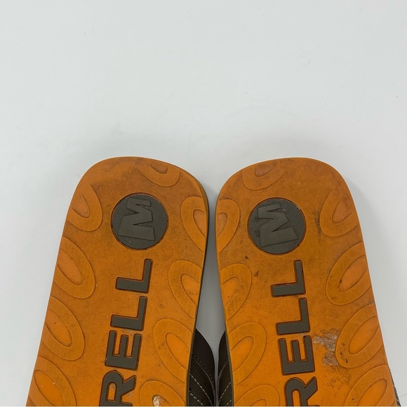 Merrell Bungee Cord Flip Flops Sandals Mens 9 Brown Green Cushioned Comfort - Picture 12 of 14